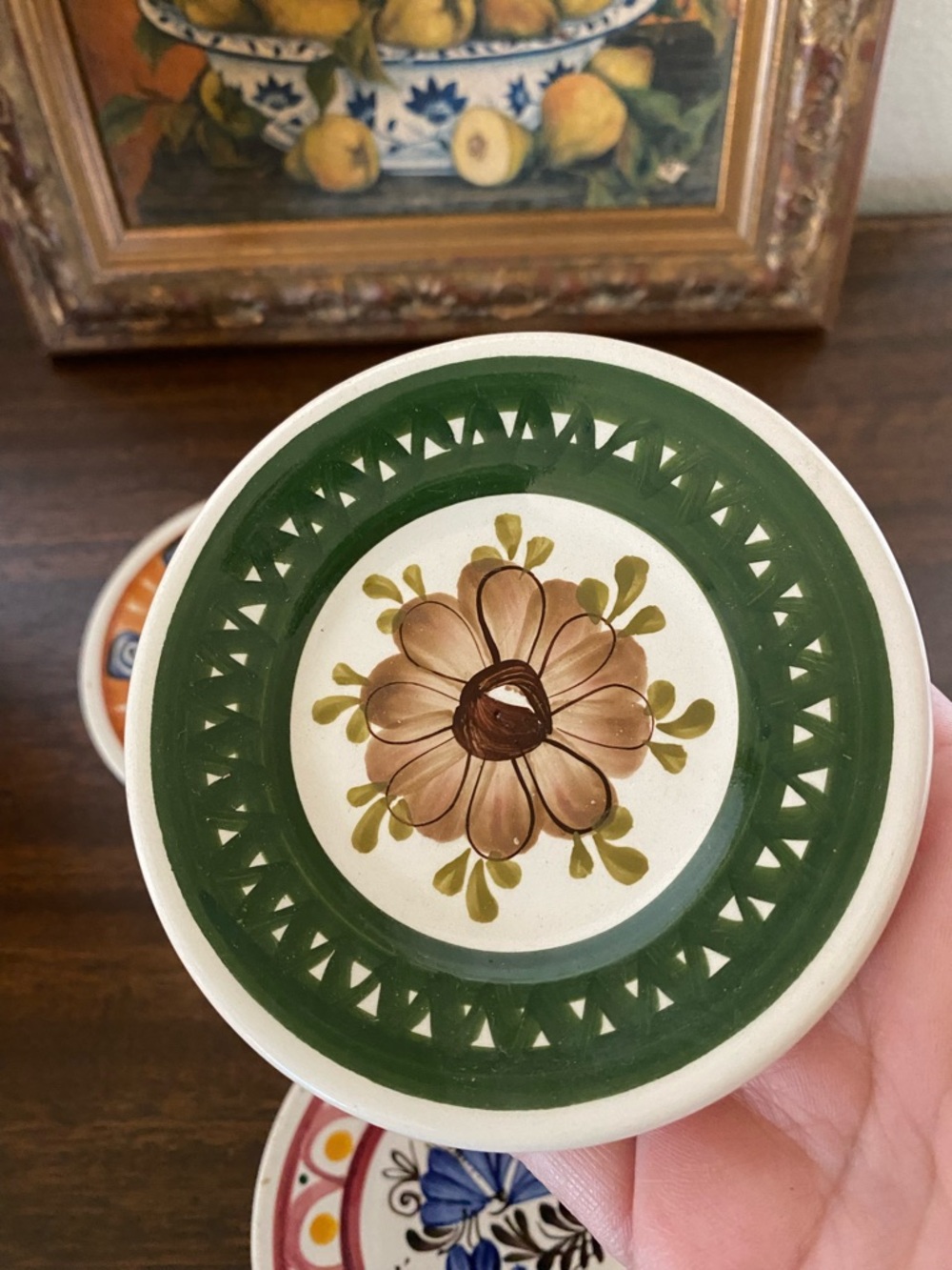 Hand-Painted Floral Ceramic Coasters - Blue & Pink Motif